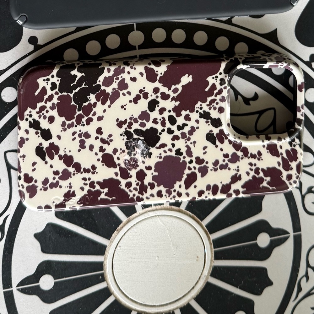 Casely Maroon and Black Cow Print iPhone 15 Pro Max Case